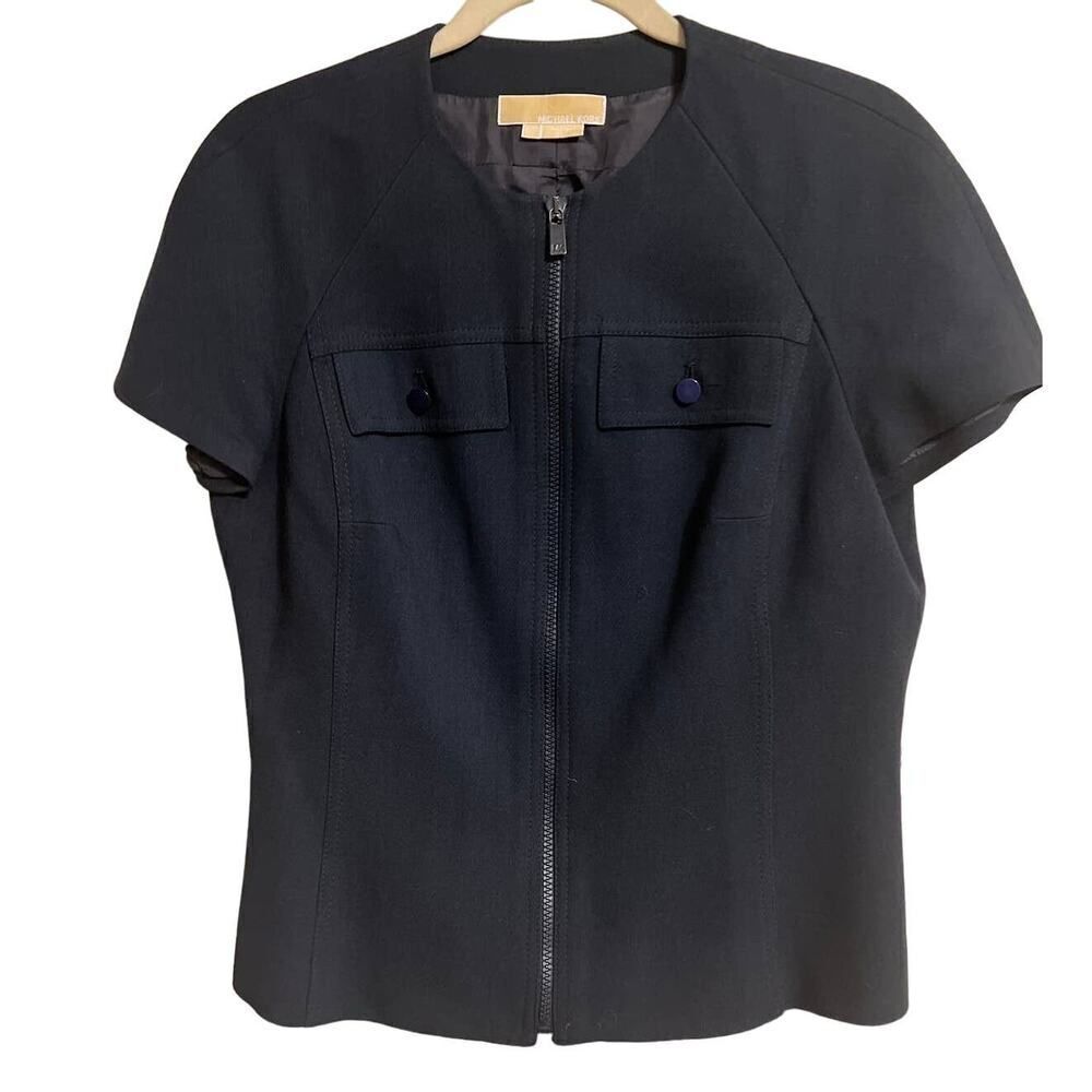 Michael Kors Virgin Wool Short Sleeve Zip Up Top Sz. 12